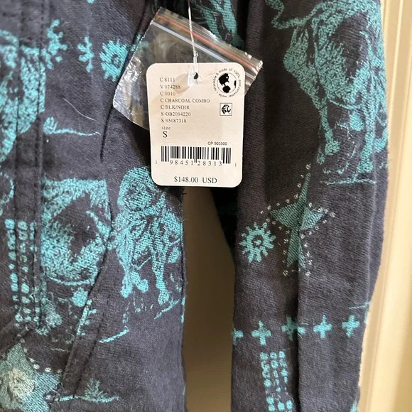Free People We the Free Calico Flannel Oversized Small NWT - Picture 6 of 6